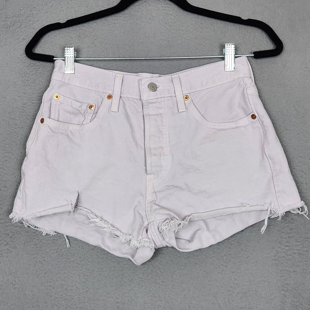 Levis Shorts Womens 26 Purple 501 High Rise Button Fly Cut Off Denim Casual